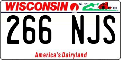 WI license plate 266NJS