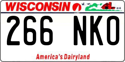 WI license plate 266NKO