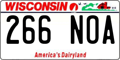 WI license plate 266NOA