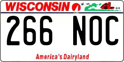 WI license plate 266NOC