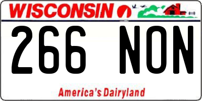 WI license plate 266NON