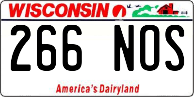 WI license plate 266NOS