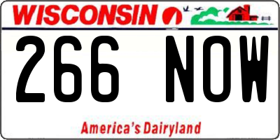 WI license plate 266NOW
