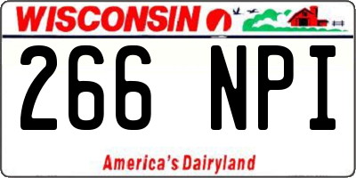 WI license plate 266NPI