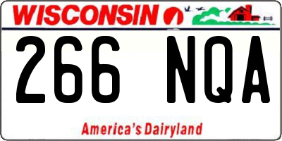WI license plate 266NQA