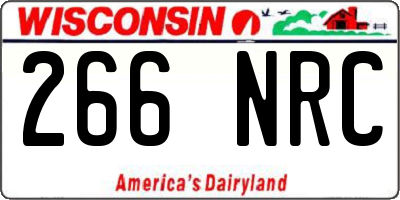 WI license plate 266NRC