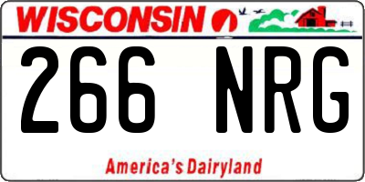 WI license plate 266NRG