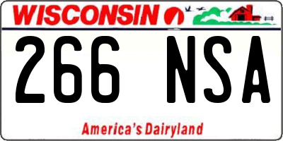 WI license plate 266NSA
