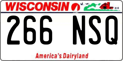 WI license plate 266NSQ