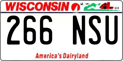 WI license plate 266NSU