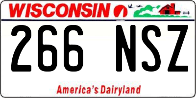 WI license plate 266NSZ