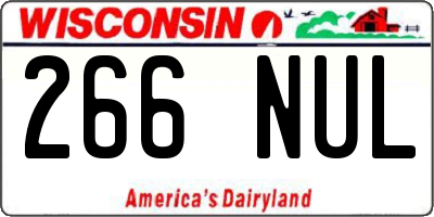 WI license plate 266NUL