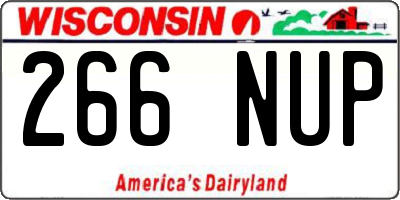 WI license plate 266NUP