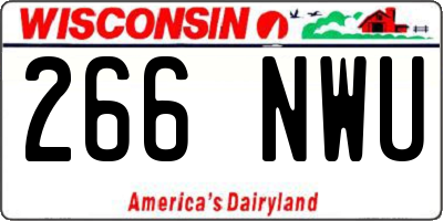 WI license plate 266NWU