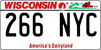 WI license plate 266NYC