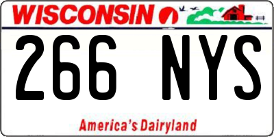 WI license plate 266NYS