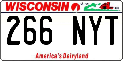 WI license plate 266NYT