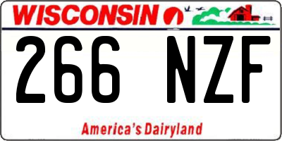 WI license plate 266NZF