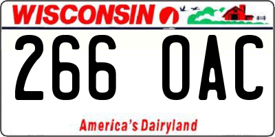 WI license plate 266OAC