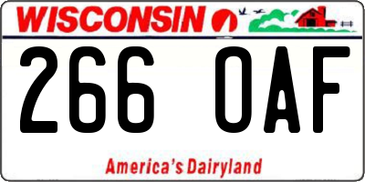 WI license plate 266OAF