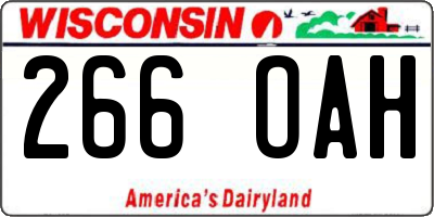 WI license plate 266OAH