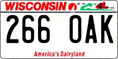 WI license plate 266OAK