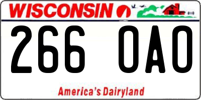 WI license plate 266OAO