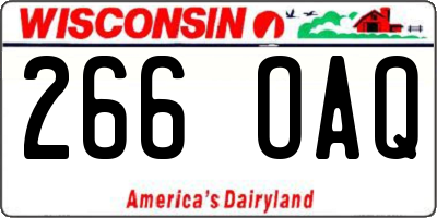 WI license plate 266OAQ