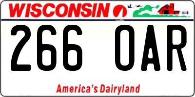 WI license plate 266OAR