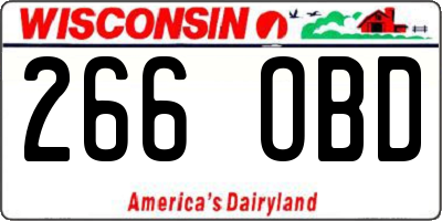 WI license plate 266OBD