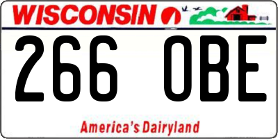 WI license plate 266OBE