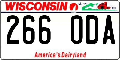 WI license plate 266ODA