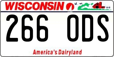 WI license plate 266ODS