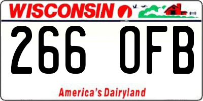 WI license plate 266OFB