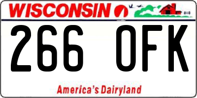 WI license plate 266OFK