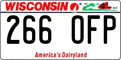 WI license plate 266OFP