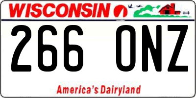 WI license plate 266ONZ