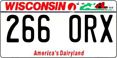 WI license plate 266ORX
