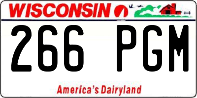 WI license plate 266PGM