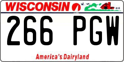 WI license plate 266PGW