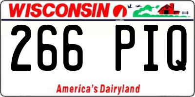WI license plate 266PIQ