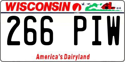 WI license plate 266PIW