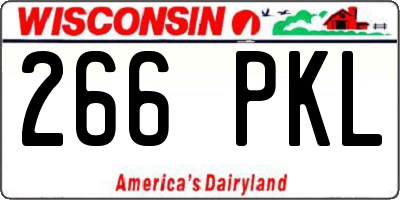 WI license plate 266PKL