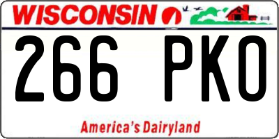 WI license plate 266PKO