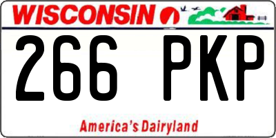 WI license plate 266PKP