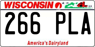 WI license plate 266PLA