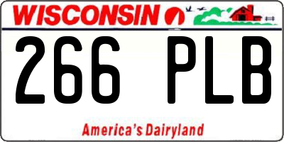 WI license plate 266PLB
