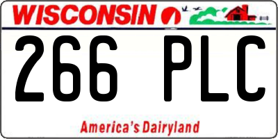 WI license plate 266PLC