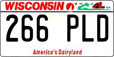 WI license plate 266PLD
