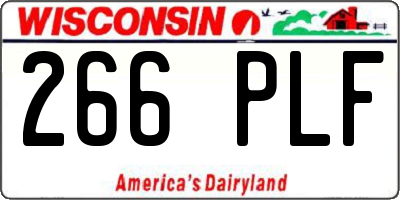 WI license plate 266PLF